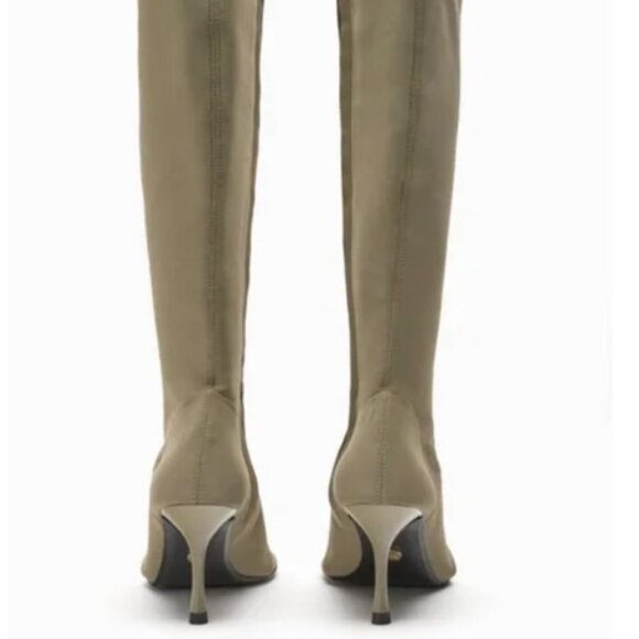 ZARA Open Toe Beige Boots Knee High NWT 7.5 - Picture 4 of 8